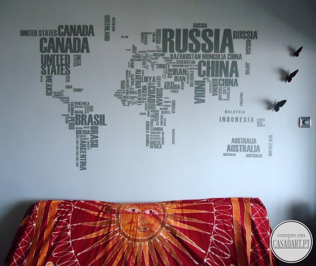 World Map Country names wall decal sticker.