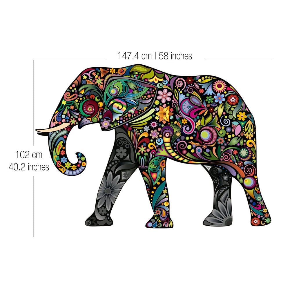 Elefante Colorido vinil autocolante Dimensões