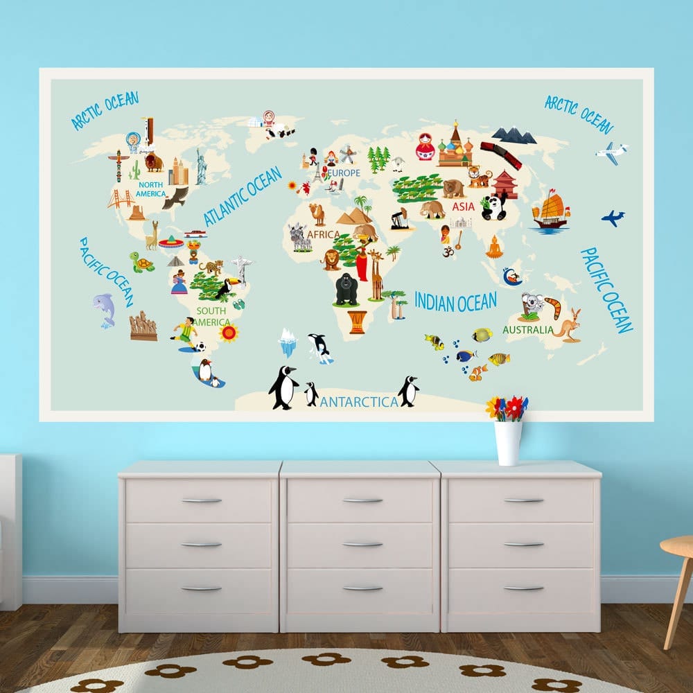 Mapa Mundo Infantil decoração de paredes