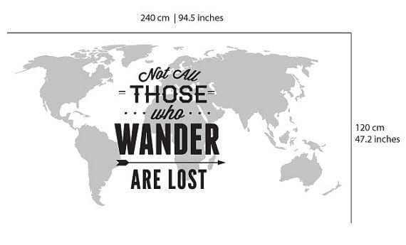 Mapa Mundo Not All Those Who Wander Are Lost Detalhes