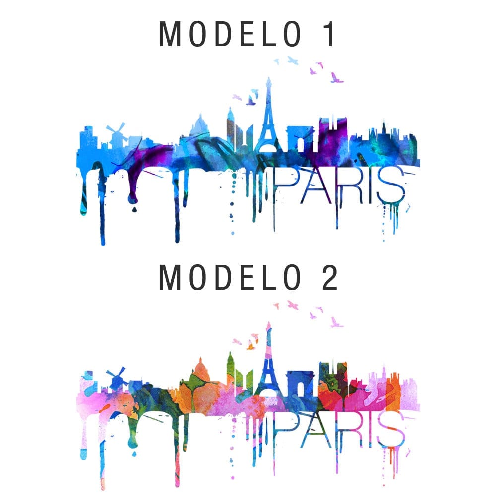 Paris Skyline Watercolor Stickers Modelos