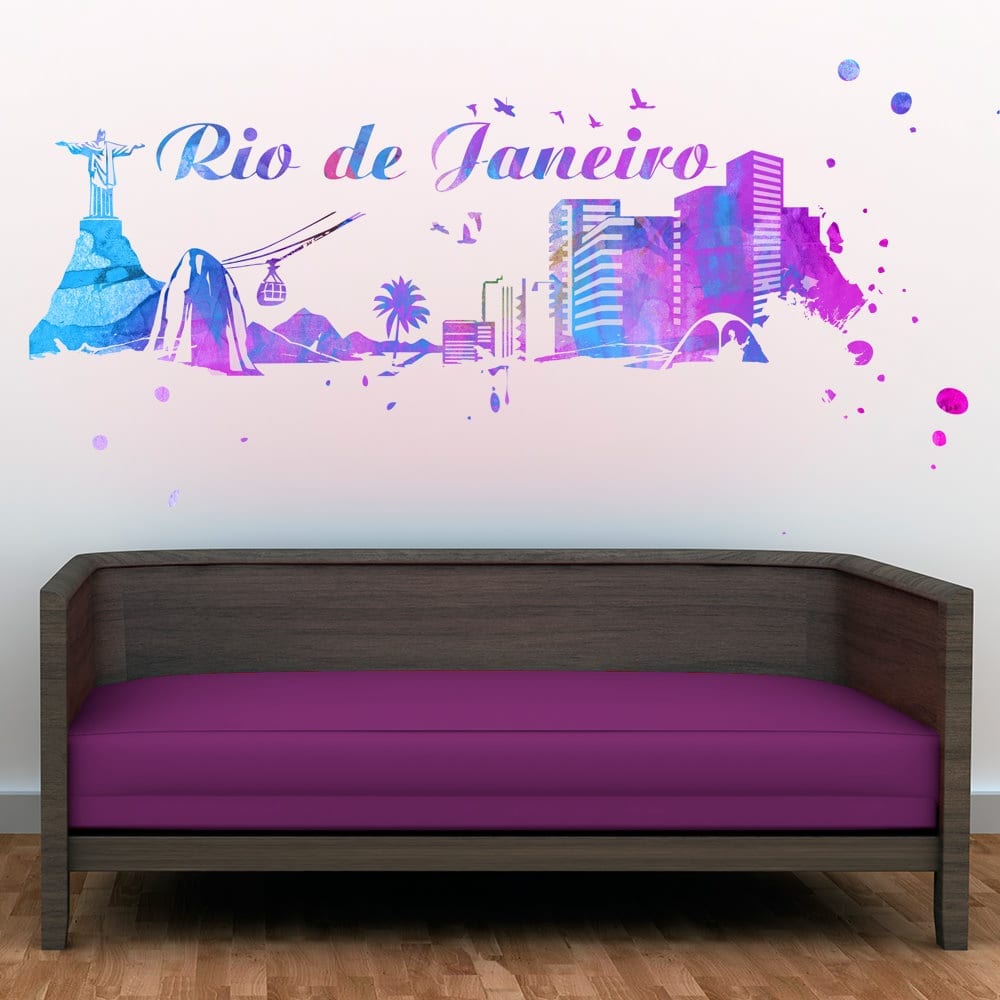 Rio de Janeiro Skyline Watercolor Stickers