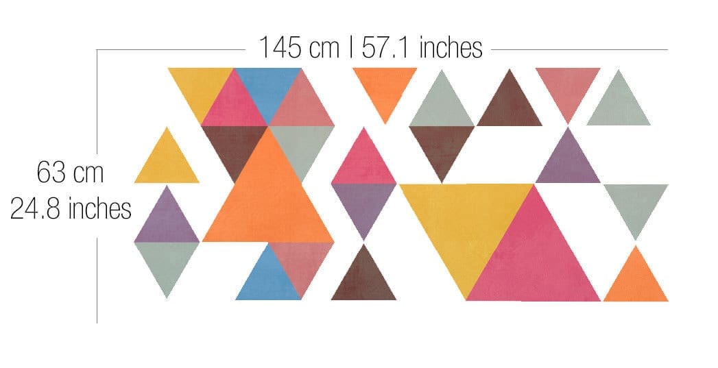 Triângulos Coloridos Estilo Retro Vinil Parede Dimensões