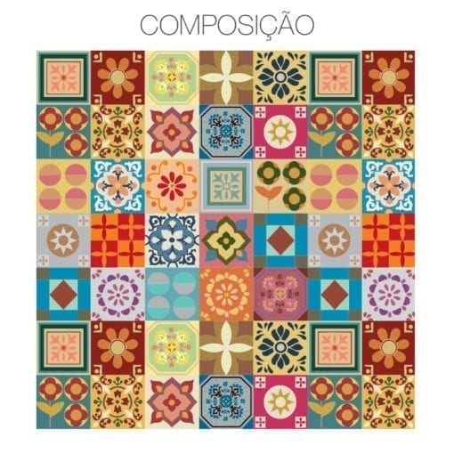 Patchwork azulejos autocolantes composição