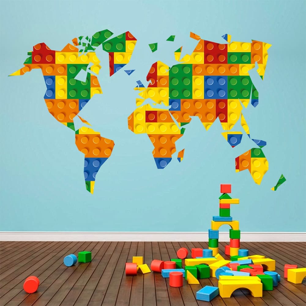 Mapa Mundo Lego decoração infantil