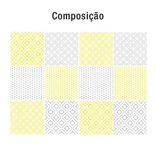 Padrões Amarelo e Cinza revestimento para azulejos Composição