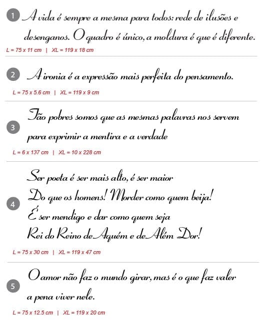 Frases de Florbela Espanca em Vinil Autocolante Modelos