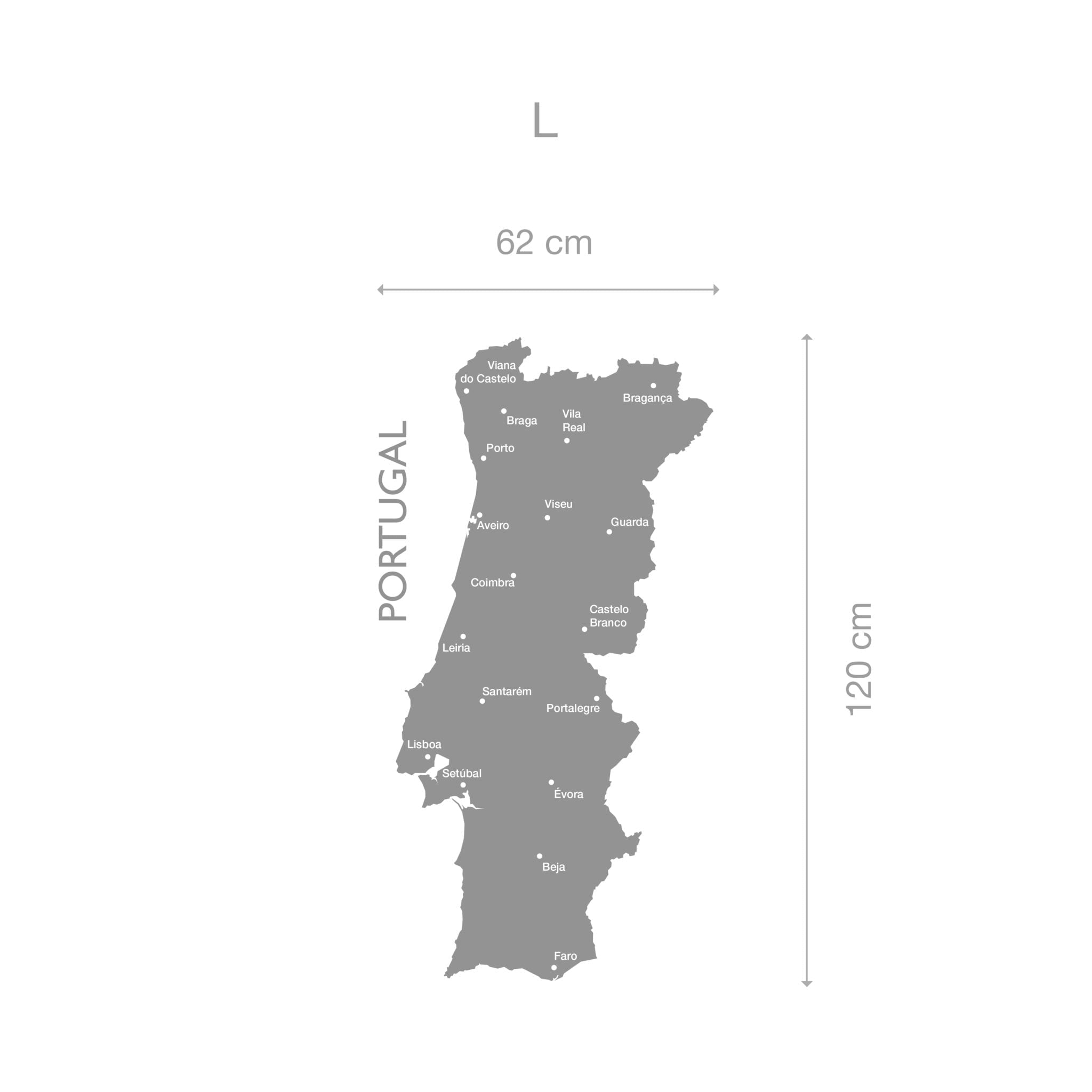 Mapa de Portugal black & white  Mapas de cidades e mapas do mundo para  parede