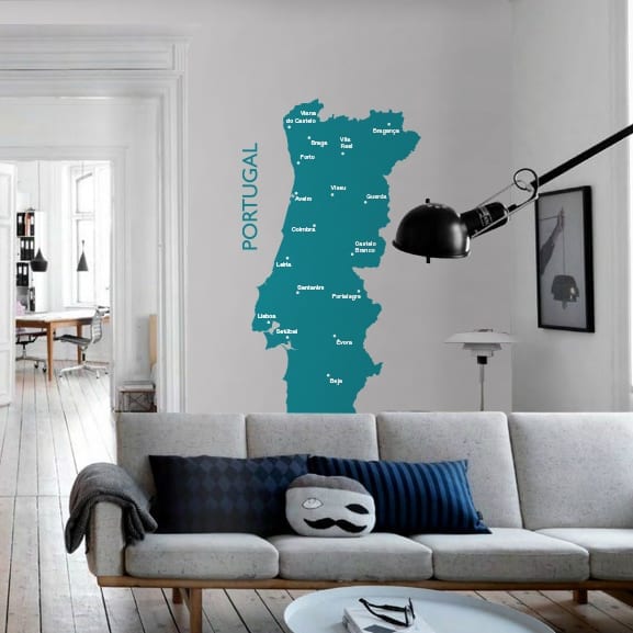 Mapa de Portugal autocolante de parede 