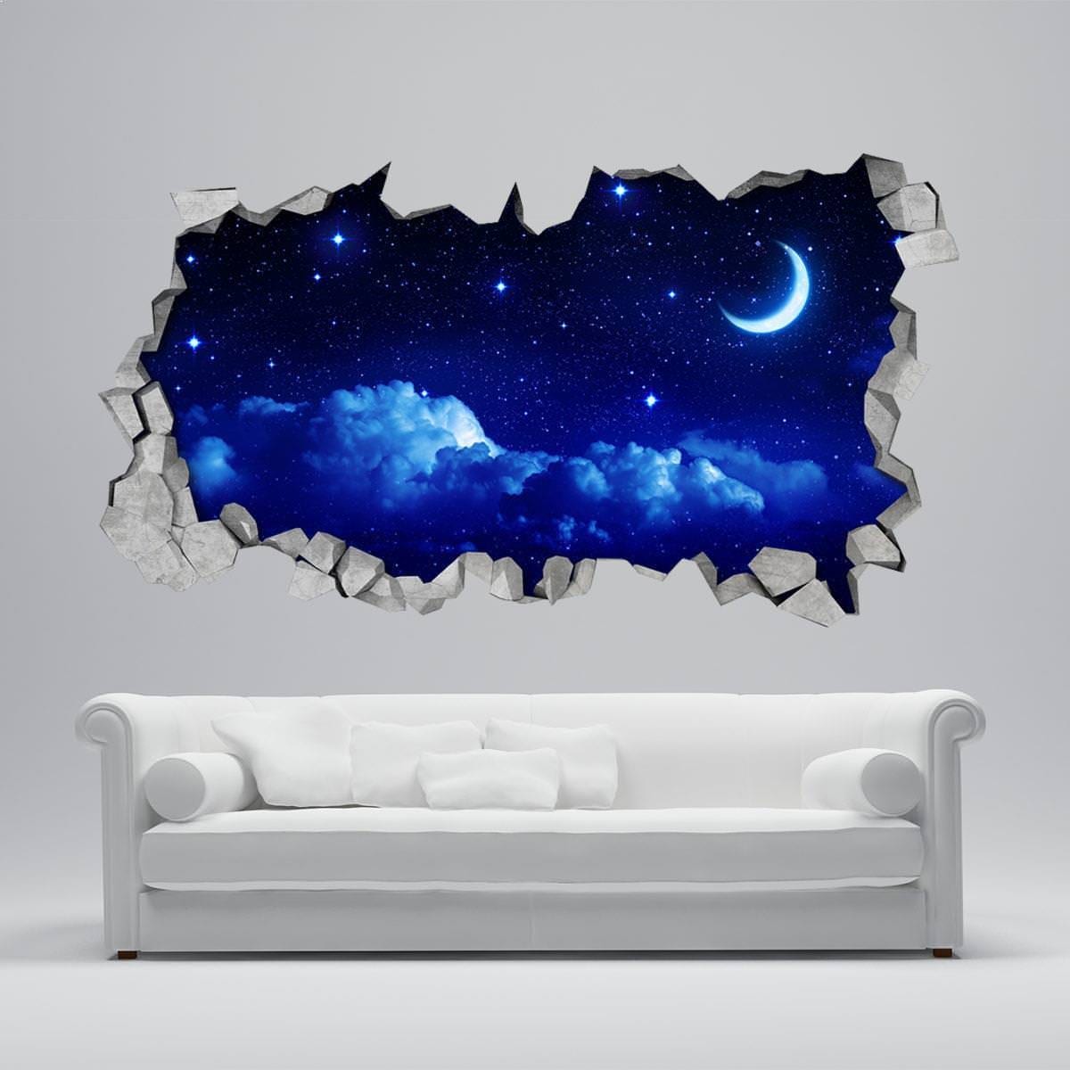 Lua e Céu Estrelado 3D Wallpaper