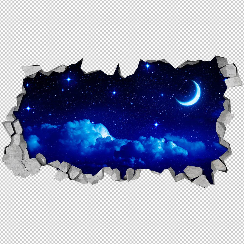 Lua e Céu Estrelado 3D Wallpaper Detalhes