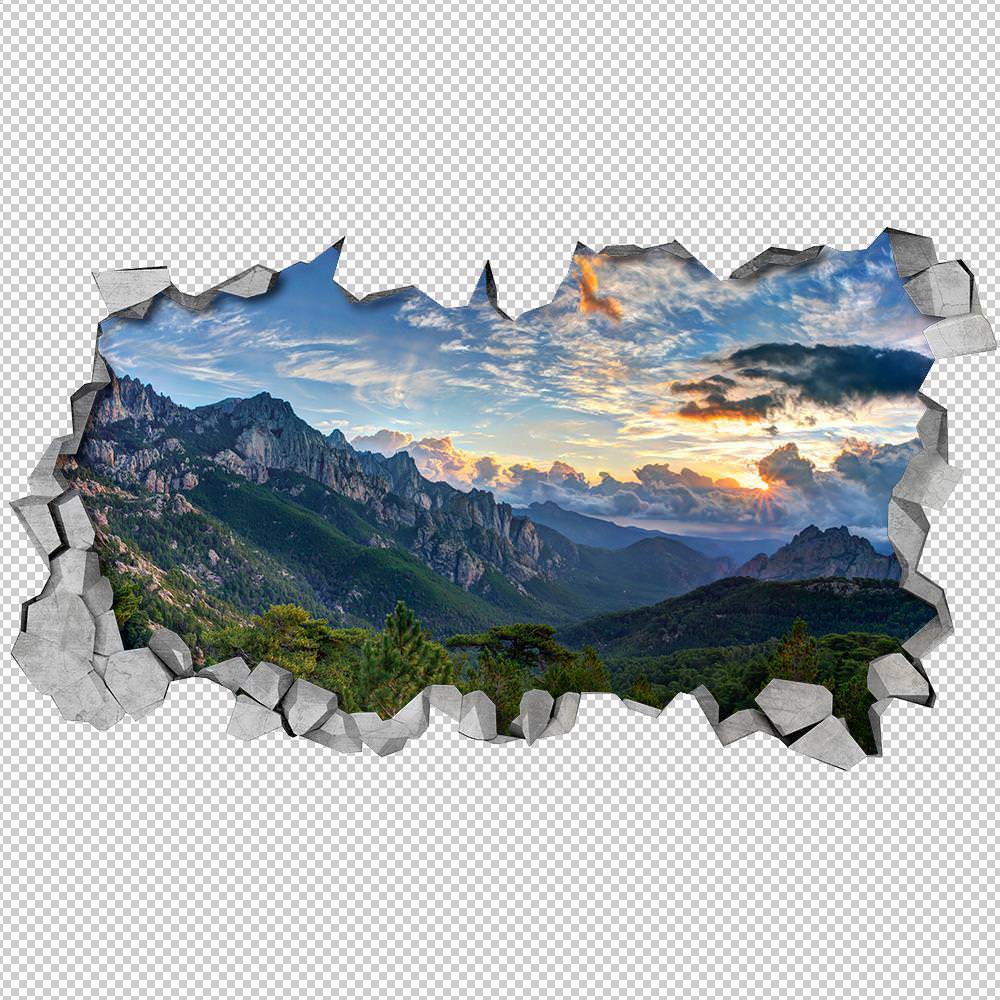 Vista para as Montanhas Paredes 3D Detalhes