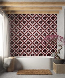 Azulejo Tradicional Francês Vermelho e Preto Autocolante - Parede 1