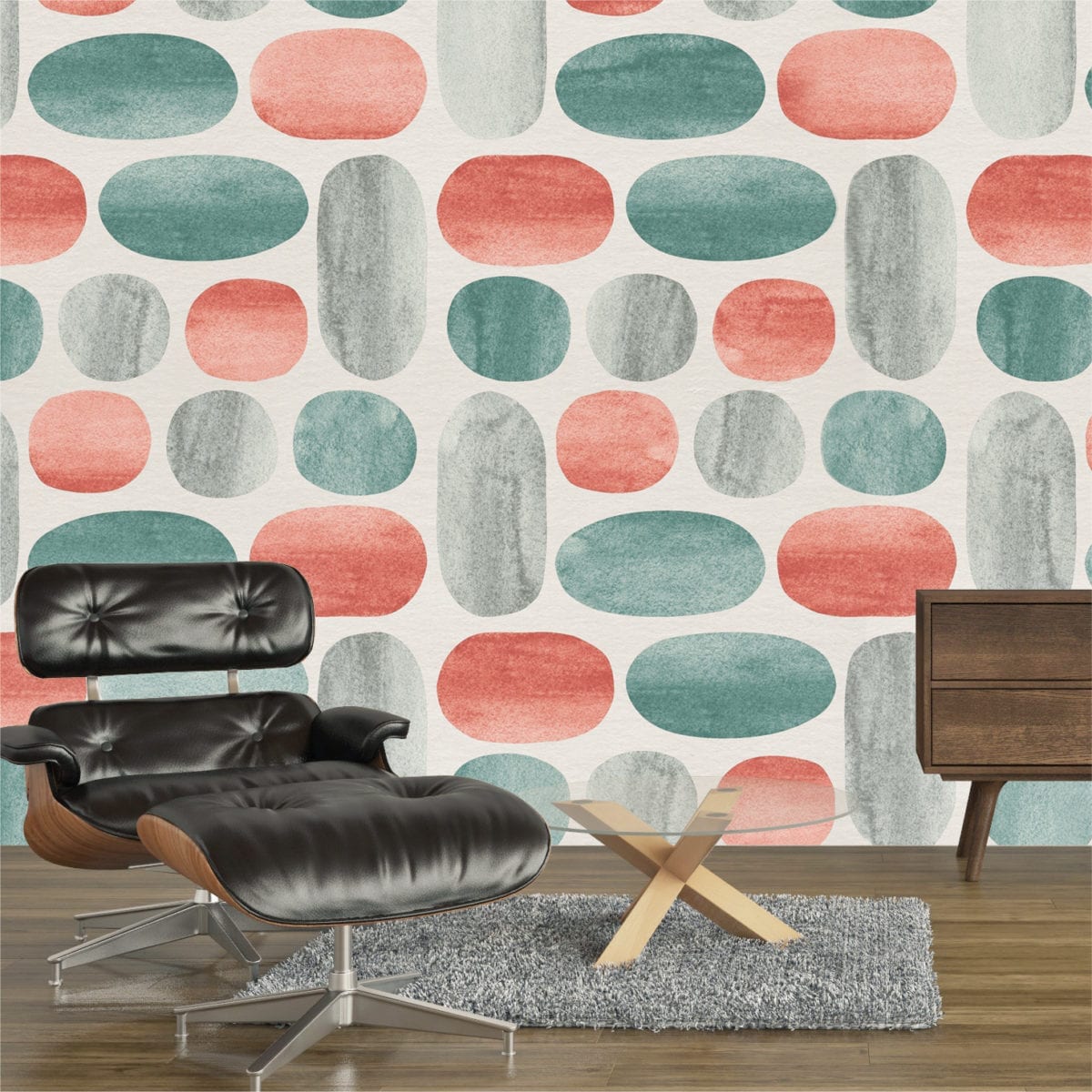 Coral e Jade Papel de Parede Decoração