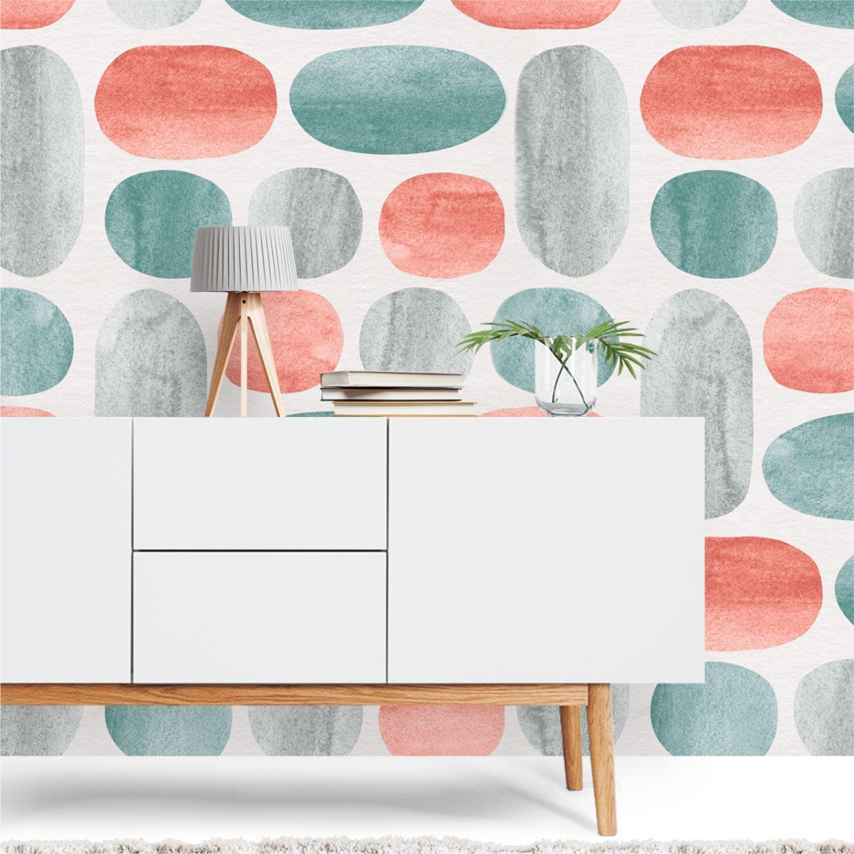 Coral e Jade Papel de Parede Decoração