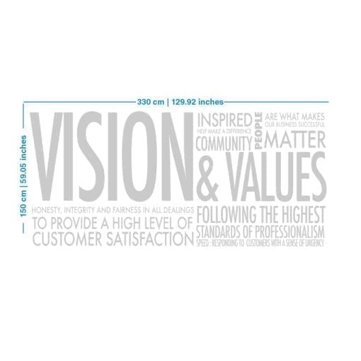 Vision & Values Decoração Escritório 3D - Dimensões