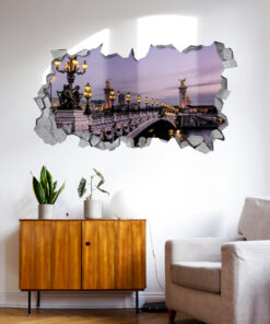 Vinil Adesivo Ponte Paris - Efeito 3D Parede Partida