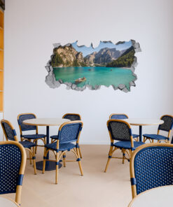 Vinil Decorativo Lago di Braies Itália - Efeito Parede Partida