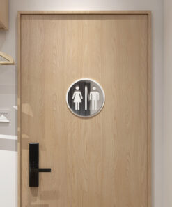 Sinal de WC Espelhado Decoração para Parede 3D