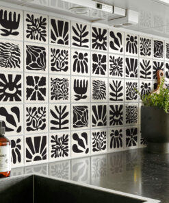 Azulejo Autocolante Estilo Matisse Preto (Pack de 24)