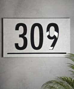 Sinal Numérico efeito Cimento e Preto Personalizável