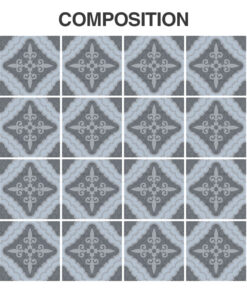 Grid of 4 by 5 blue-gray ornamental tiles forming a repeating pattern (composition).