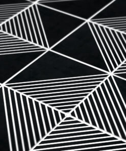 Abstract black and white geometric pattern with interlocking diagonal lines forming diamond shapes.