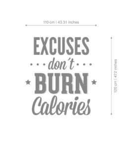 Typography poster with large bold words 'EXCESS' and 'BURN', cursive 'Calories', decorative stars, and measurement marks along the sides.