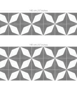 Repeating grey square tiles with white diamond/star motifs in a grid pattern (decorative wall tile).