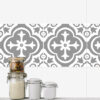 | Casadart | Vinis Autocolantes, Papel de Parede e Painéis Decorativos Stack of glass jars with pasta and rice on a tiled kitchen counter against a gray patterned backsplash.