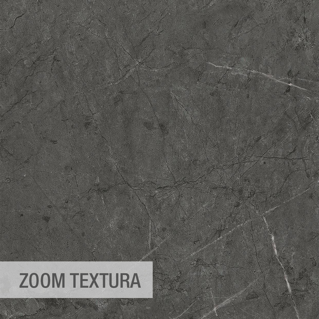 PM007-PT | Casadart | Vinis Autocolantes, Papel de Parede e Painéis Decorativos Dark gray marble texture with subtle white veins, bottom-left label 'ZOOM TEXTURA'.