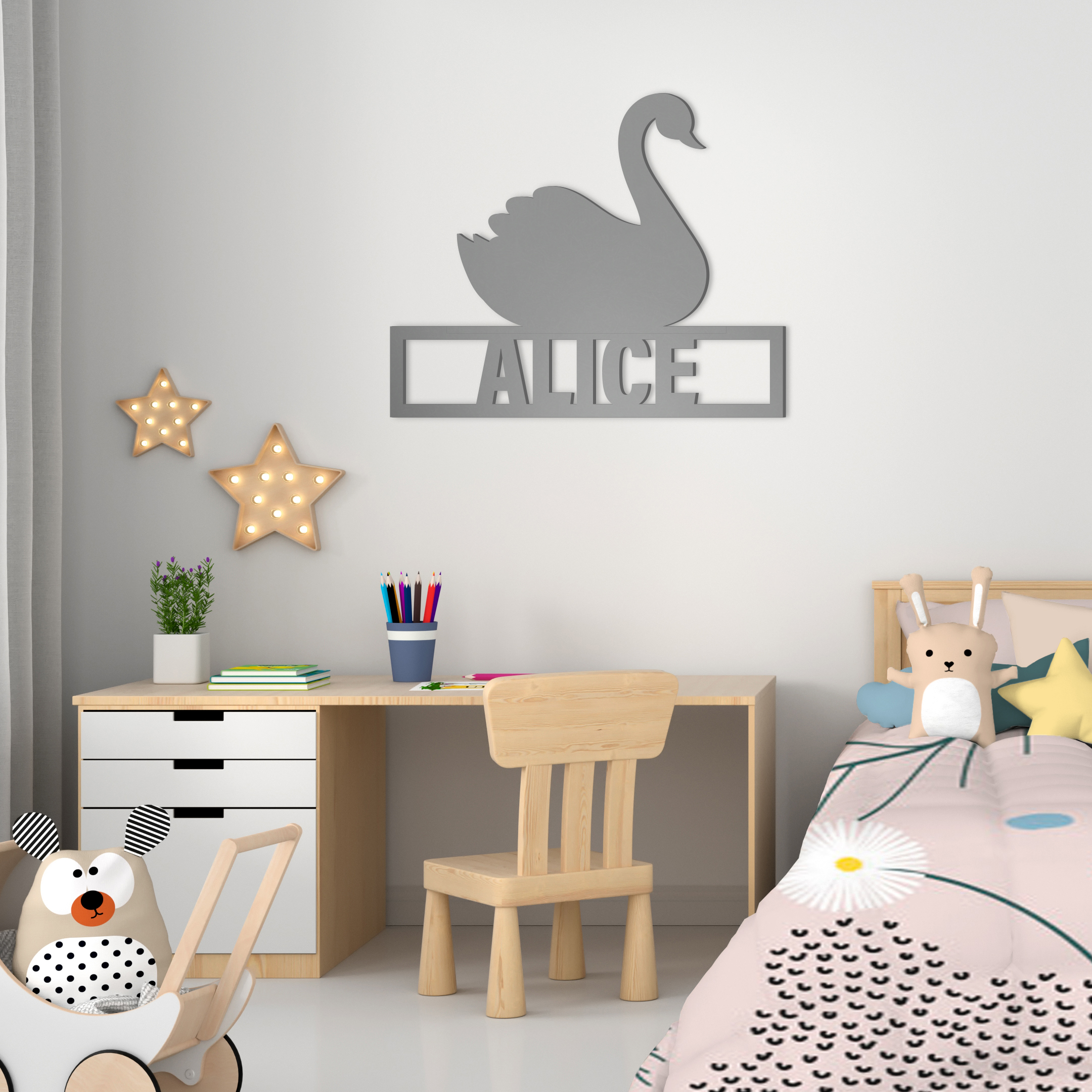 White child bedroom interior for mockup 3D rendering | Casadart | Vinis Autocolantes, Papel de Parede e Painéis Decorativos